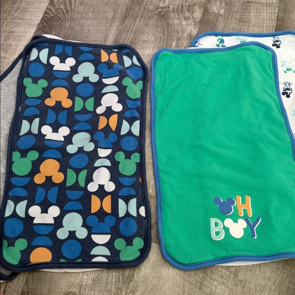 Lot 6 Disney Mickey Mouse Burp Cloths Set - Gray, Blue, Green - Picture 4 of 7