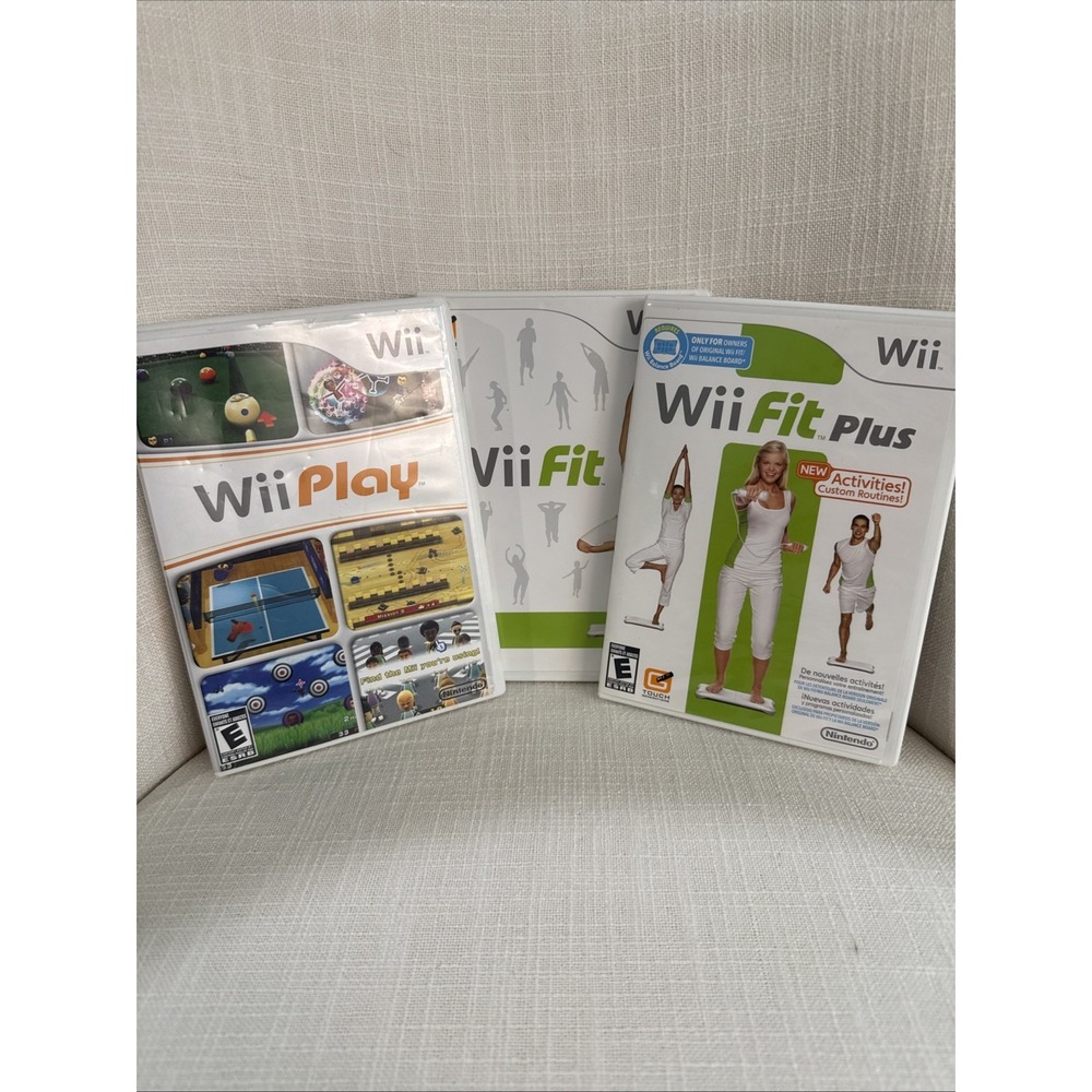 Wii Play, Fit, And Fit Plus (Wii, 2009) Complete 3 Games For‎ Wii Workout Gym