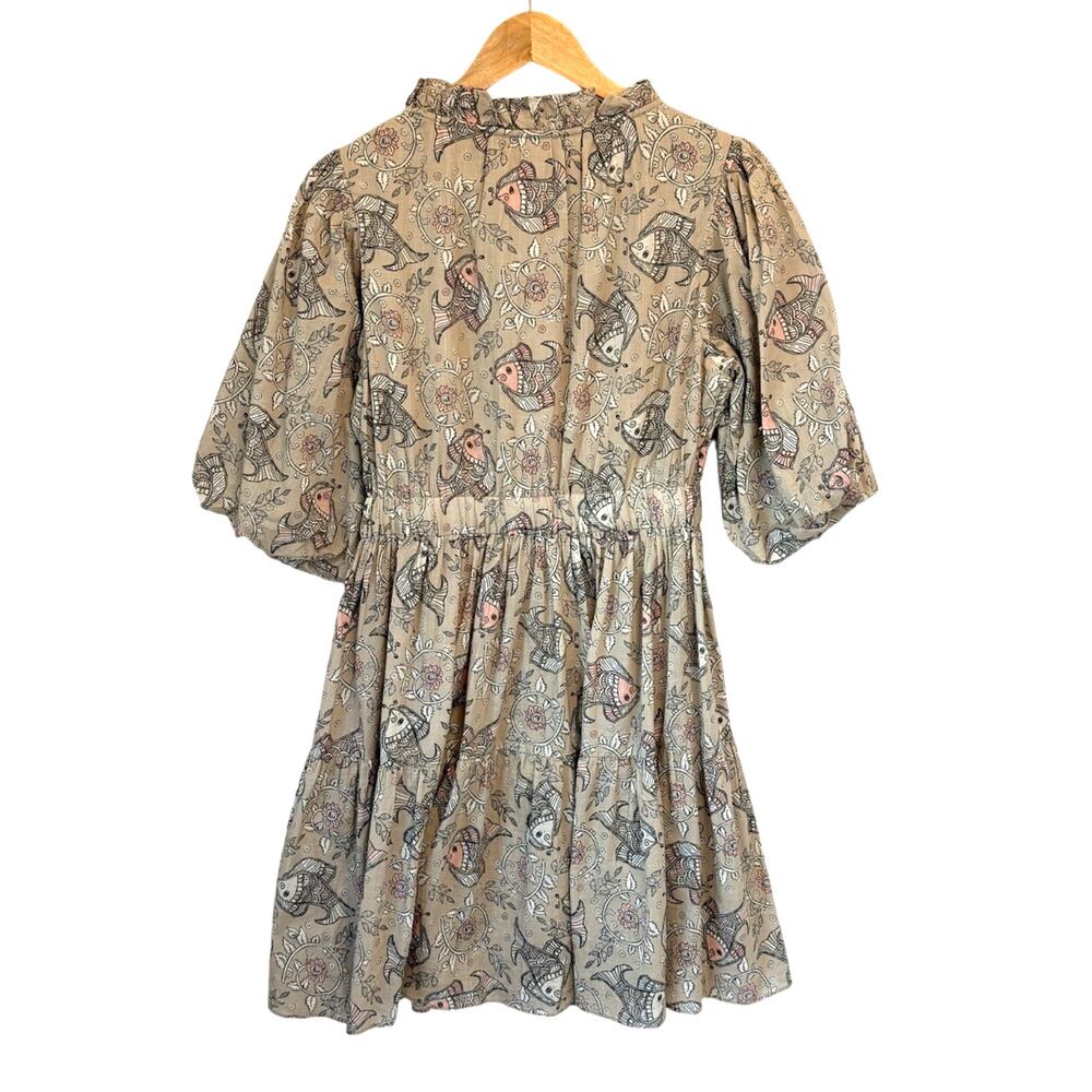 Anthropologie Let Me Be Celeste Koi Mini Dress Cottagecore Sz 6 - Picture 4 of 9