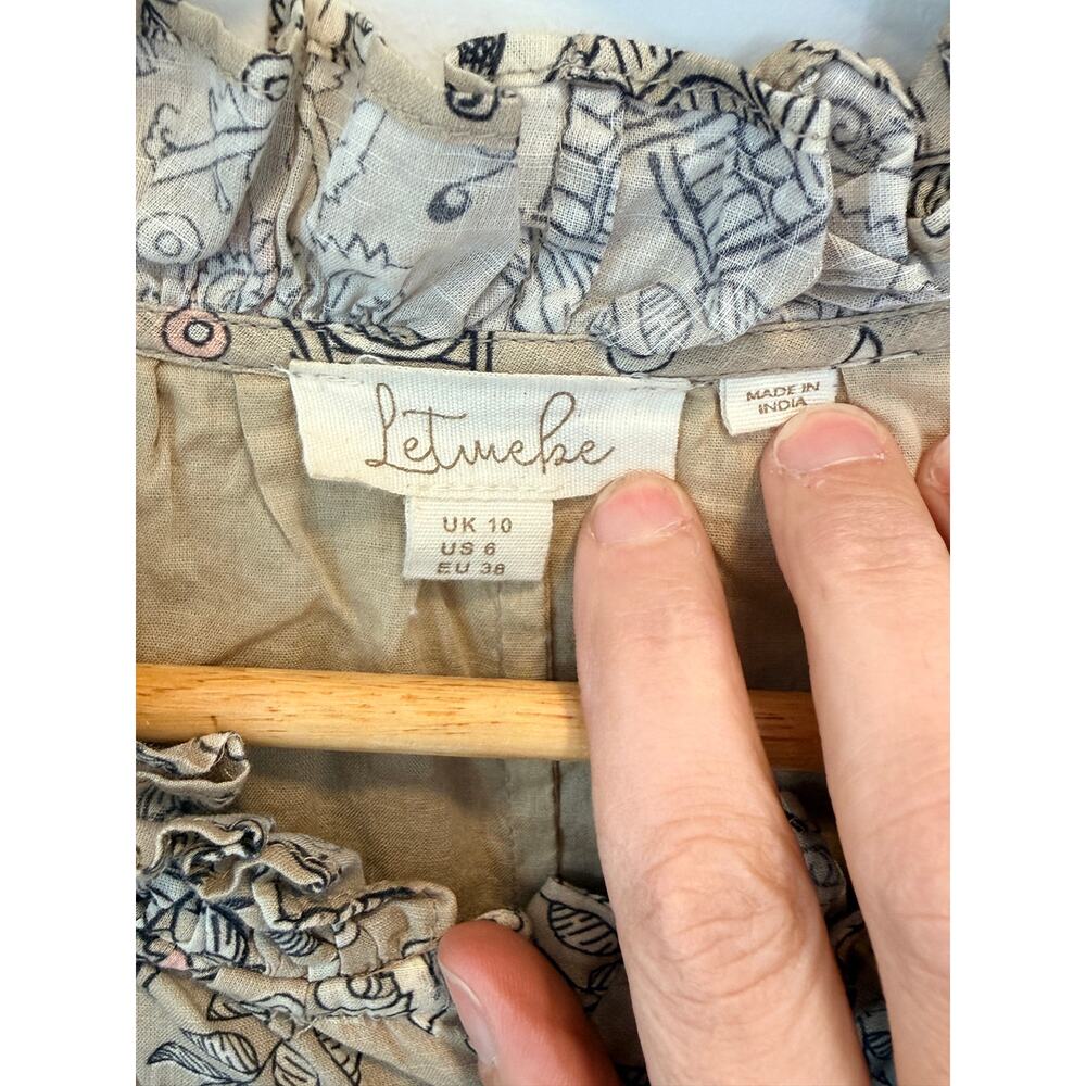 Anthropologie Let Me Be Celeste Koi Mini Dress Cottagecore Sz 6 - Picture 5 of 9