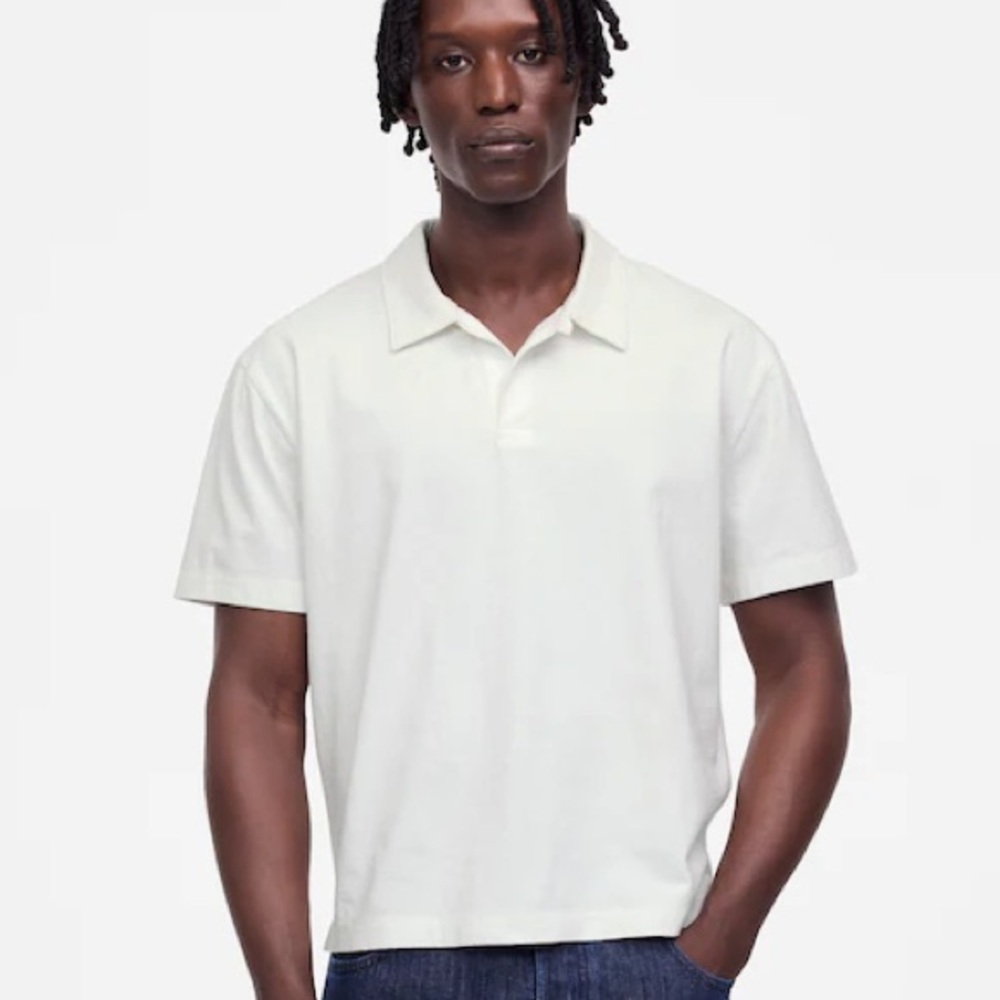 MADEWELL Men White The Vintage Polo Shirt Top Size Medium