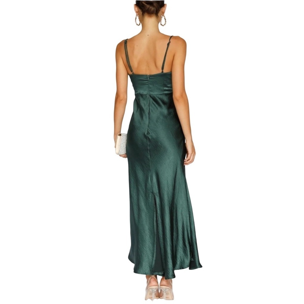 Hello Molly NO CLOUDY SKIES SATIN MAXI DRESS FOREST GREEN - Picture 4 of 16