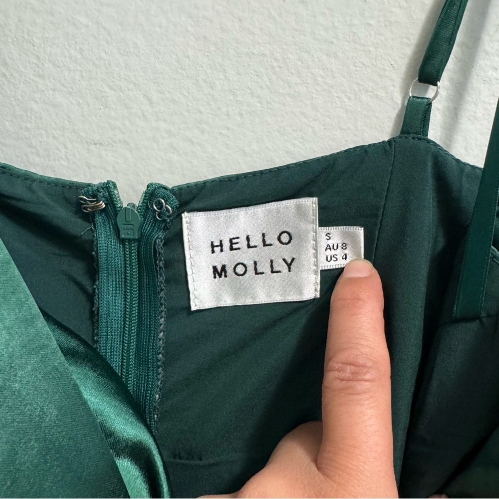 Hello Molly NO CLOUDY SKIES SATIN MAXI DRESS FOREST GREEN - Picture 14 of 16