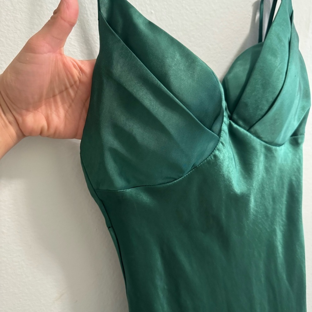 Hello Molly NO CLOUDY SKIES SATIN MAXI DRESS FOREST GREEN - Picture 7 of 16