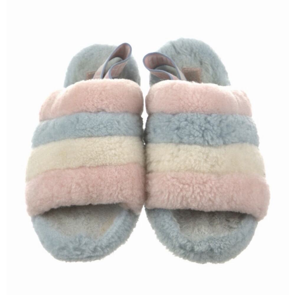 UGG PRIDE RAINBOW FLUFF YEAH SLIDE STRIPE COLOR PETAL SLIPPER SANDAL SIZE 10 - Picture 2 of 6