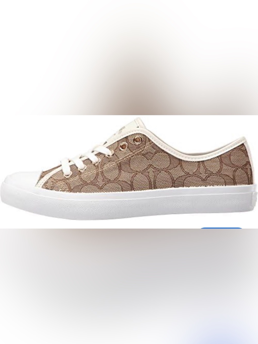 Coach Women’s Signature Canvas Low-Top Sneaker in Tan and White