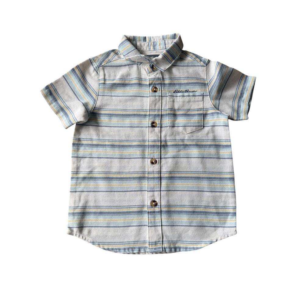 Eddie Bauer Boys Striped Linen Blend Button-Down Shirt 3T