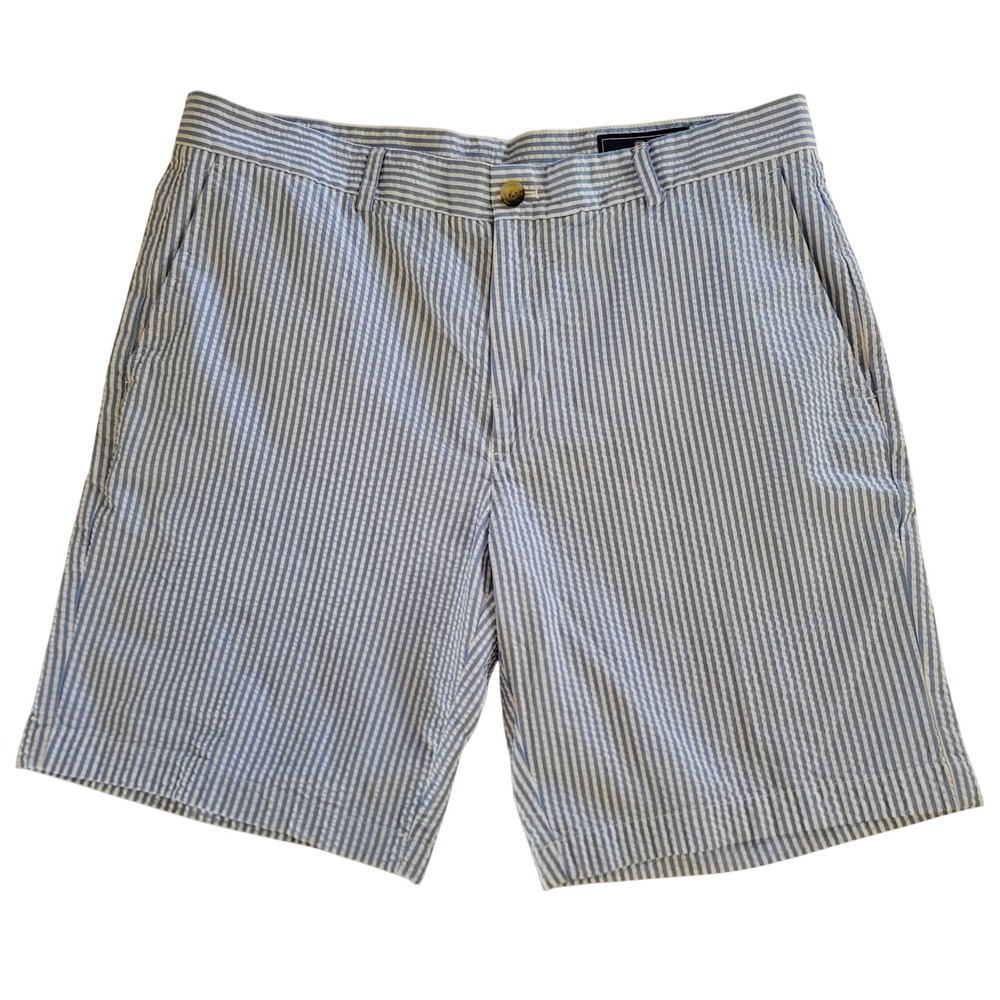 Vineyard Vines Breaker Short Mens 36 Blue White Seersucker‎ Striped 100% Cotton