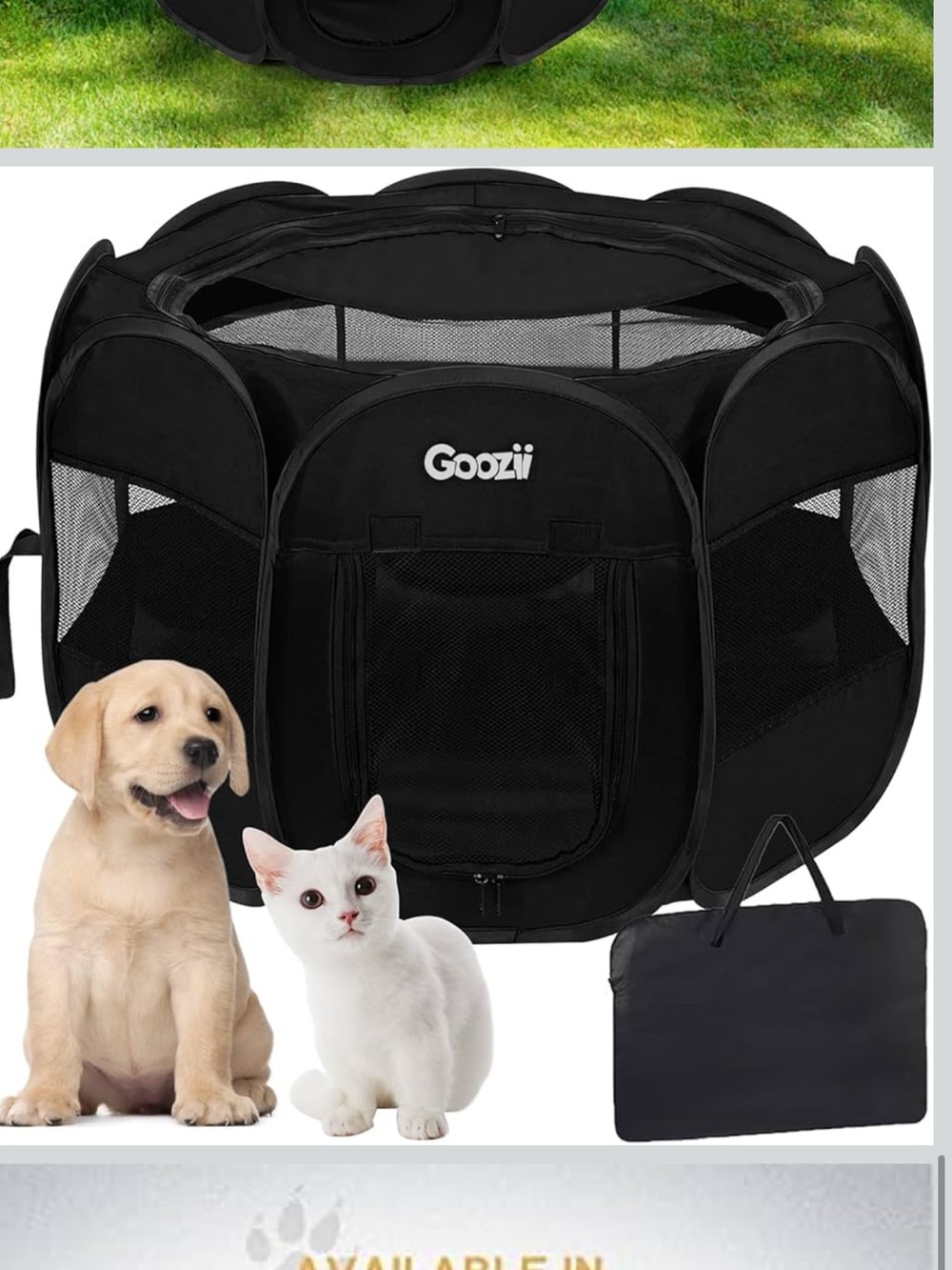 Goozii Black Pop-Up Pet Playpen, Medium Size, EUC