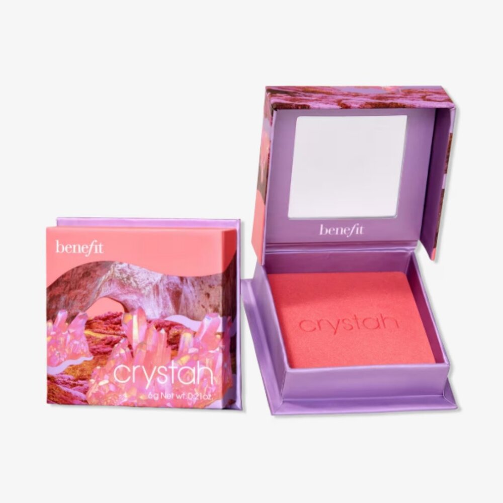 Benefit Cosmetics Silky-Soft Powder peach Blush Crystah 0.21 oz New Matte Finish