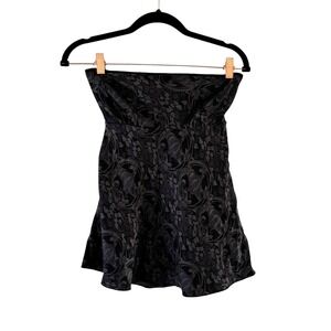 Vintage Y2K The Limited Silk Babydoll Strapless Tunic Top Womens S Black Floral