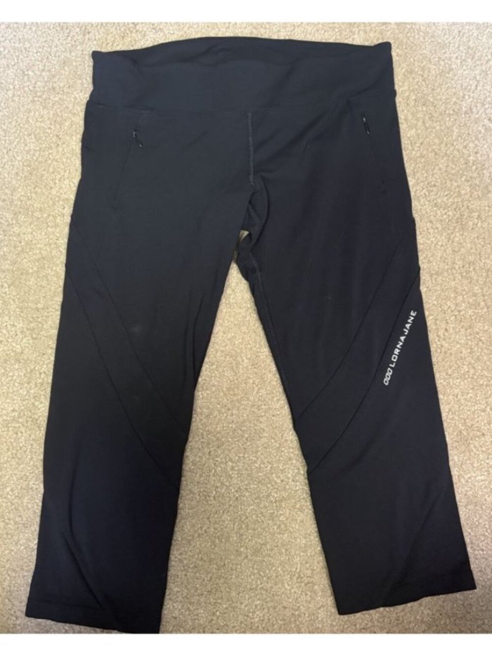 Lorna Jane Active Leggings Women Cropped Black Capri Yoga Pants Size Large