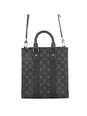 Louis Vuitton Monogram Eclipse Sac Plat Cross Bag 2-Way Shoulder Bag Black