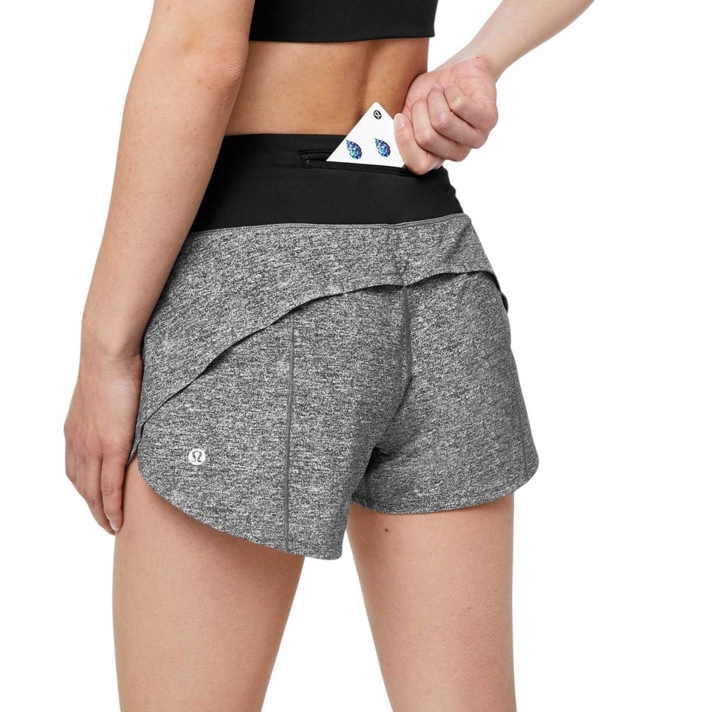 Lululemon Speed Up Short Long 4" Womens 8 Heather Lux Multi Black Running Gym