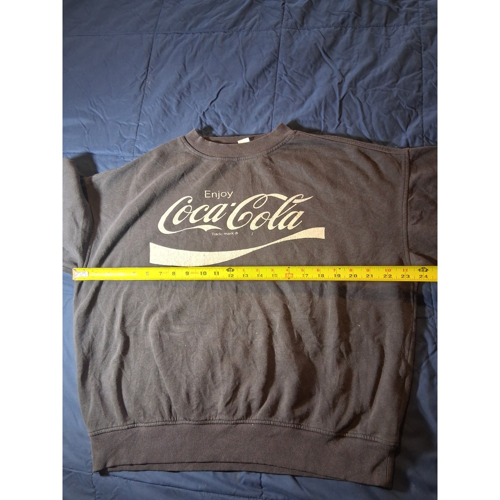 H&M Coca-Cola Graphic Sweatshirt Black Crewneck Oversized Pullover Small - Picture 2 of 6