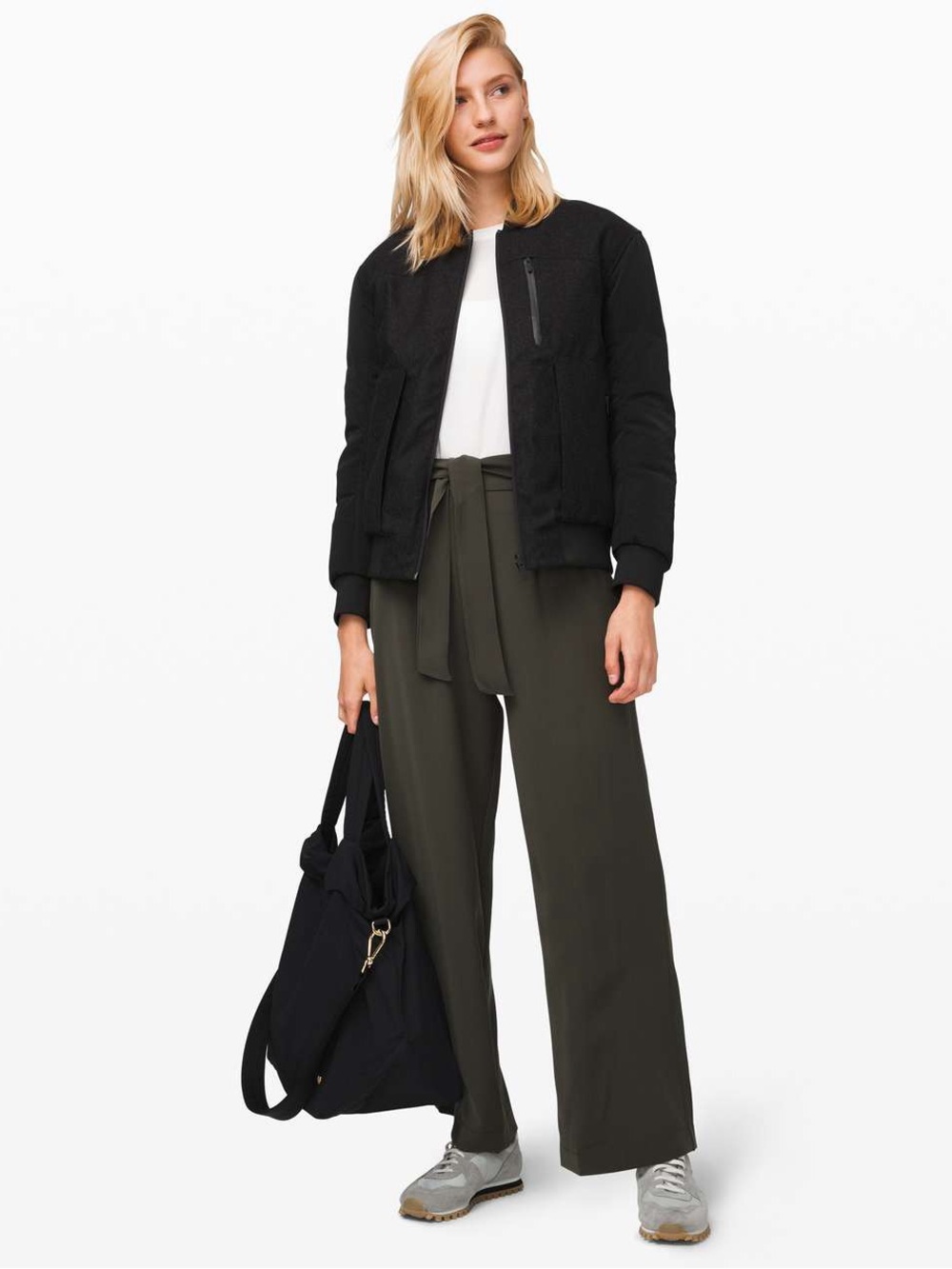 Lululemon Pleated Wide Leg Noir Pant in Dark Olive Green