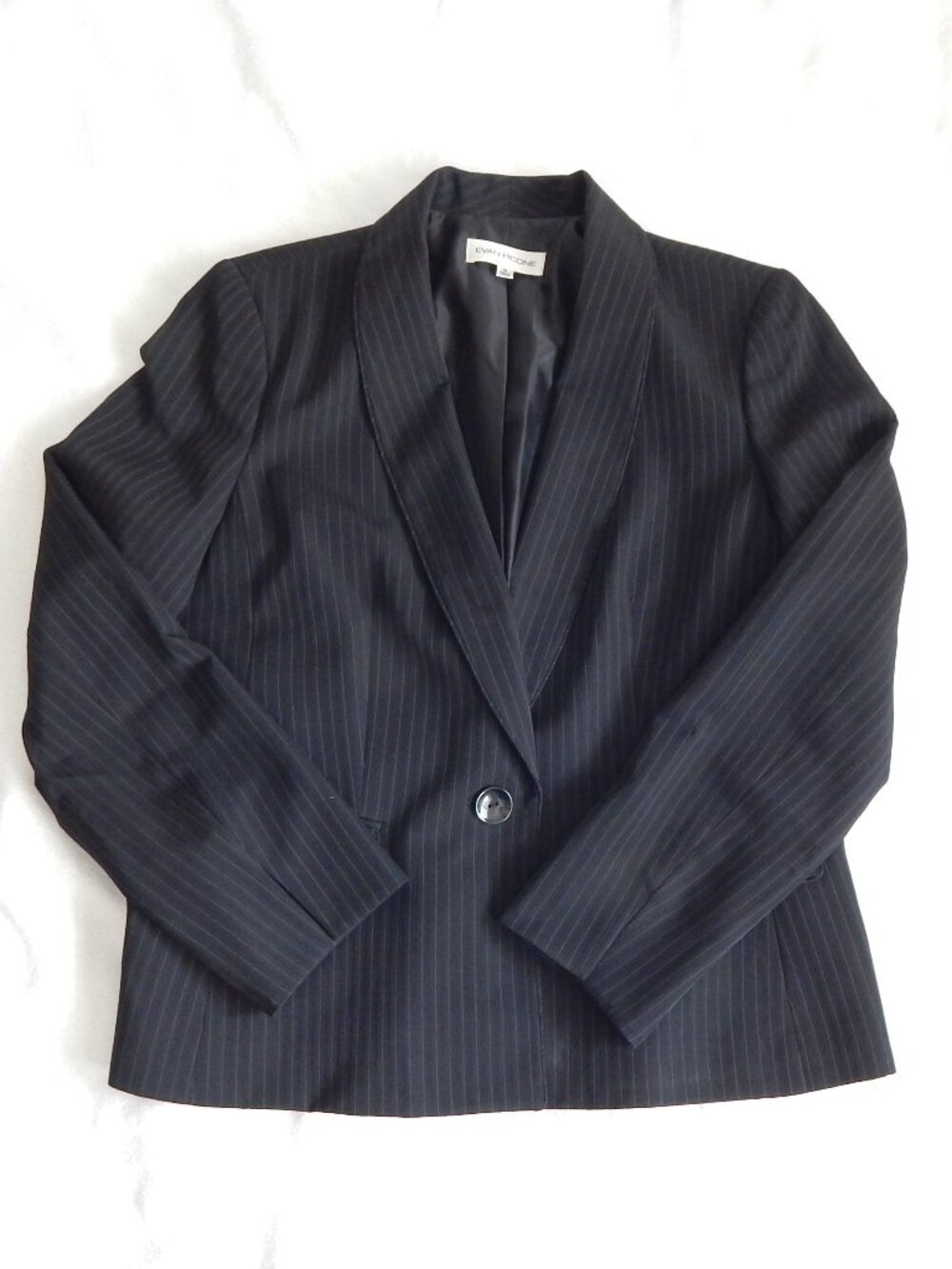 Evan Picone Pinstripe Single Button Blazer - Women's Size 14 Dark Gray