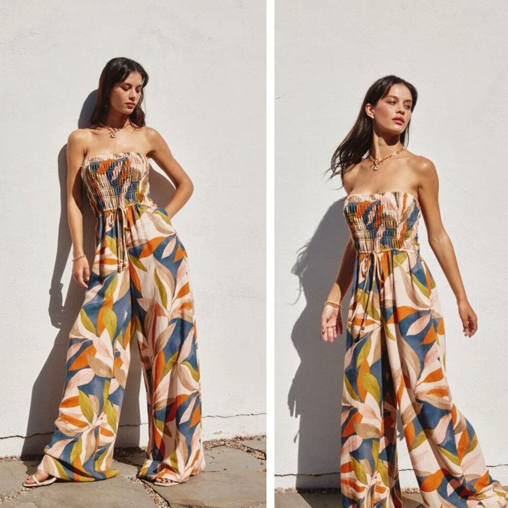 Dress Forum Multicolor Ember Smocked Jumpsuit Size Medium 41597