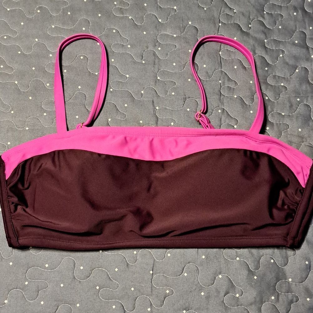 Kona Sol burgundy and pink bikini top