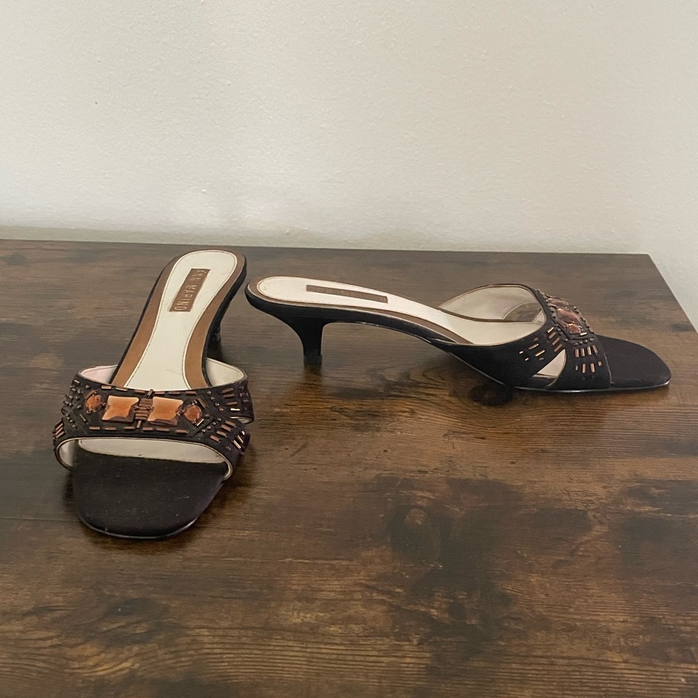 Ann Marino Black and Tan Embellished‎ Sandals - Picture 3 of 9