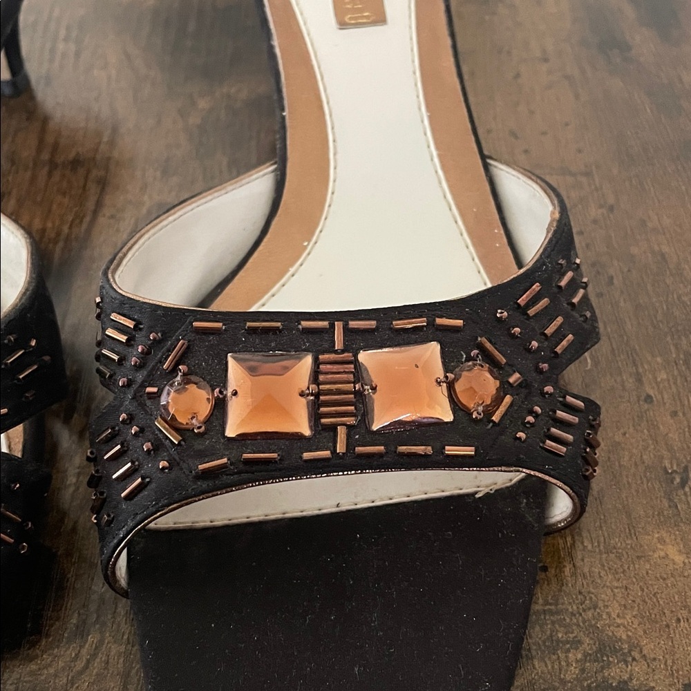Ann Marino Black and Tan Embellished‎ Sandals - Picture 9 of 9