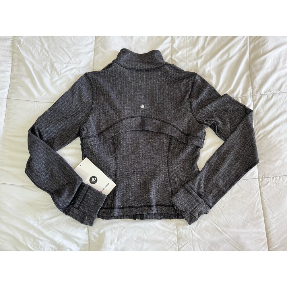 New Lululemon Herringbone Define Jacket Sz 10 Cropped Full Zip HHDB BLACK - Picture 9 of 10
