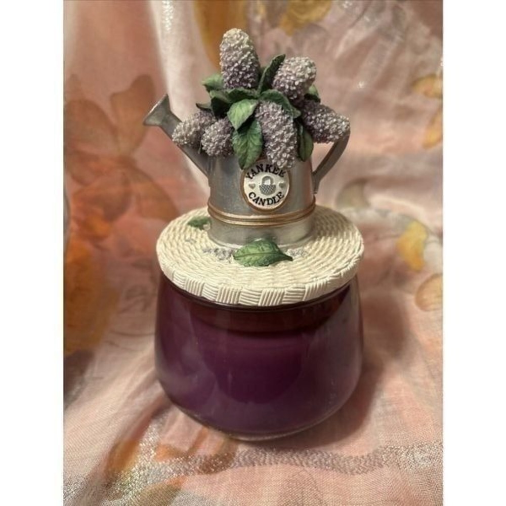 Our America Yankee Candle Topper Purple Flower In Silver Water Candle Cover