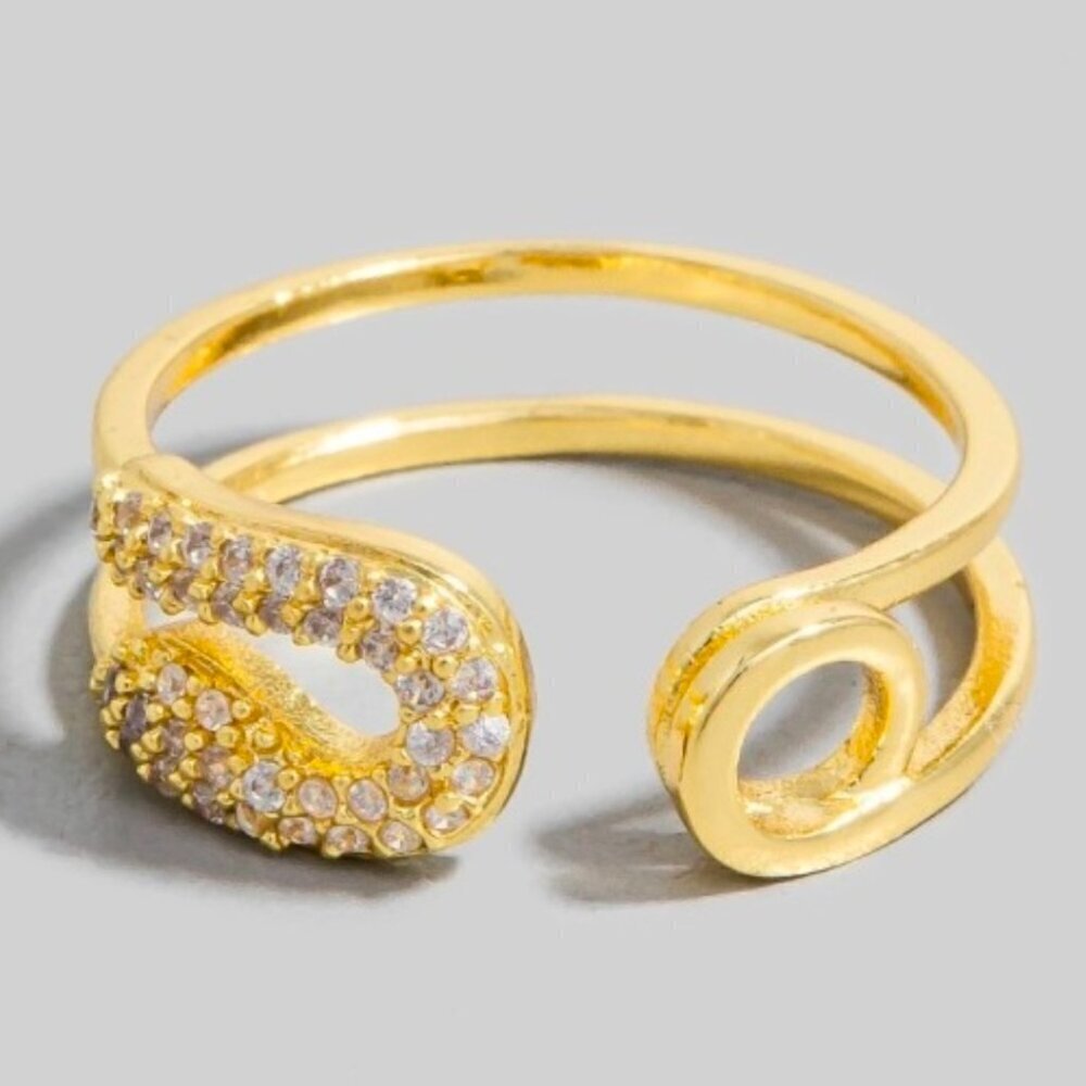 ALEX GOLD SAFETY PIN RING - Picture 1 of 1