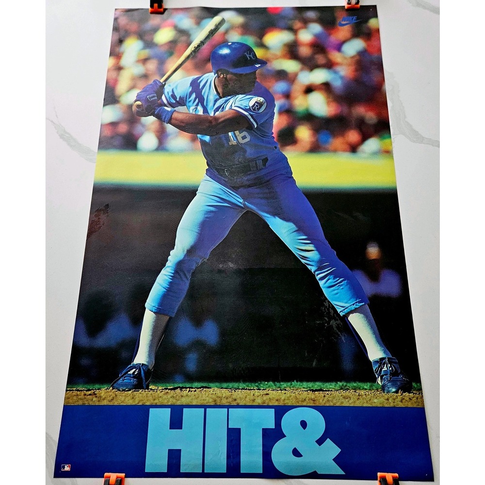 VTG 1988 Nike Bo Jackson Hit & Run Double Sided Poster Royals Raiders Glossy
