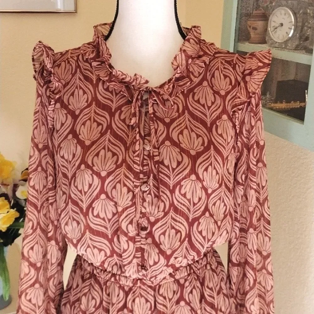 NWT Lauren Conrad Sparkly Prairie Style Dress Cottagecore - Picture 3 of 15