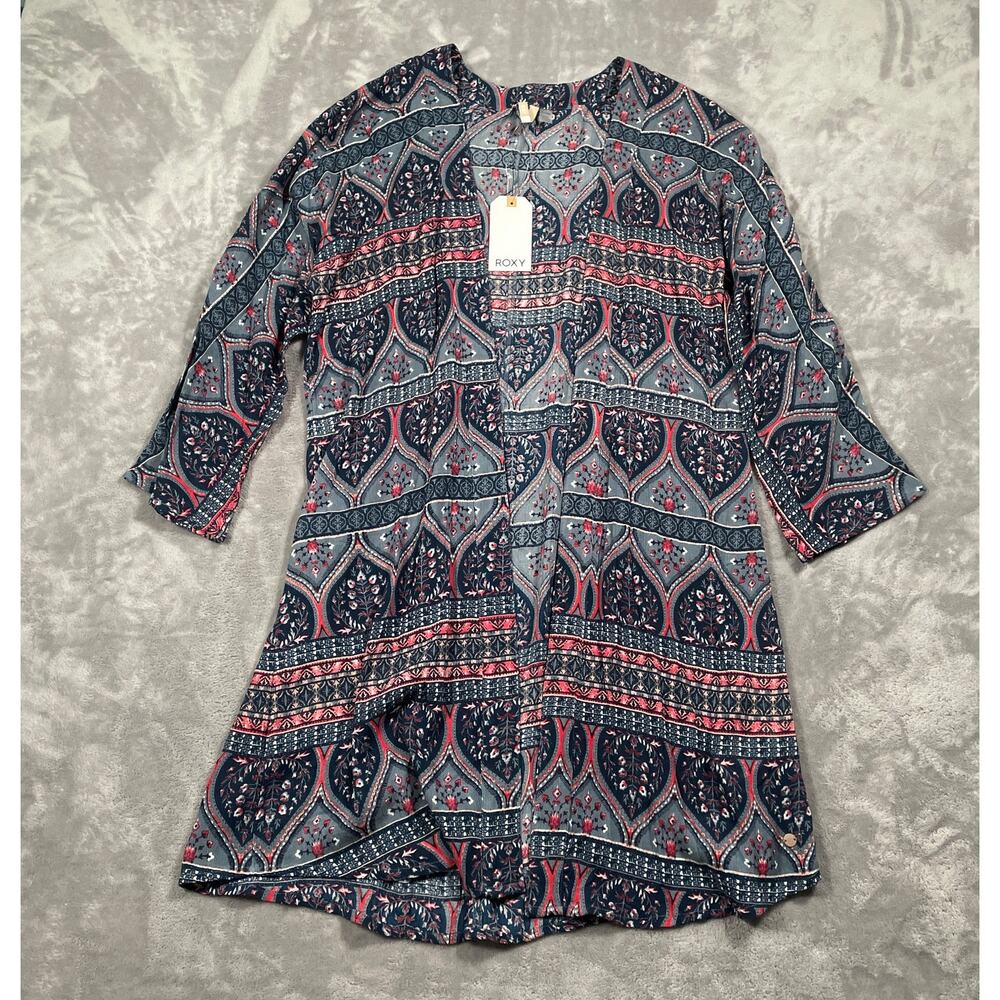 Roxy Kimono Medium Large Boho Beach Swim Cover Up Flowy Resort Cruise New