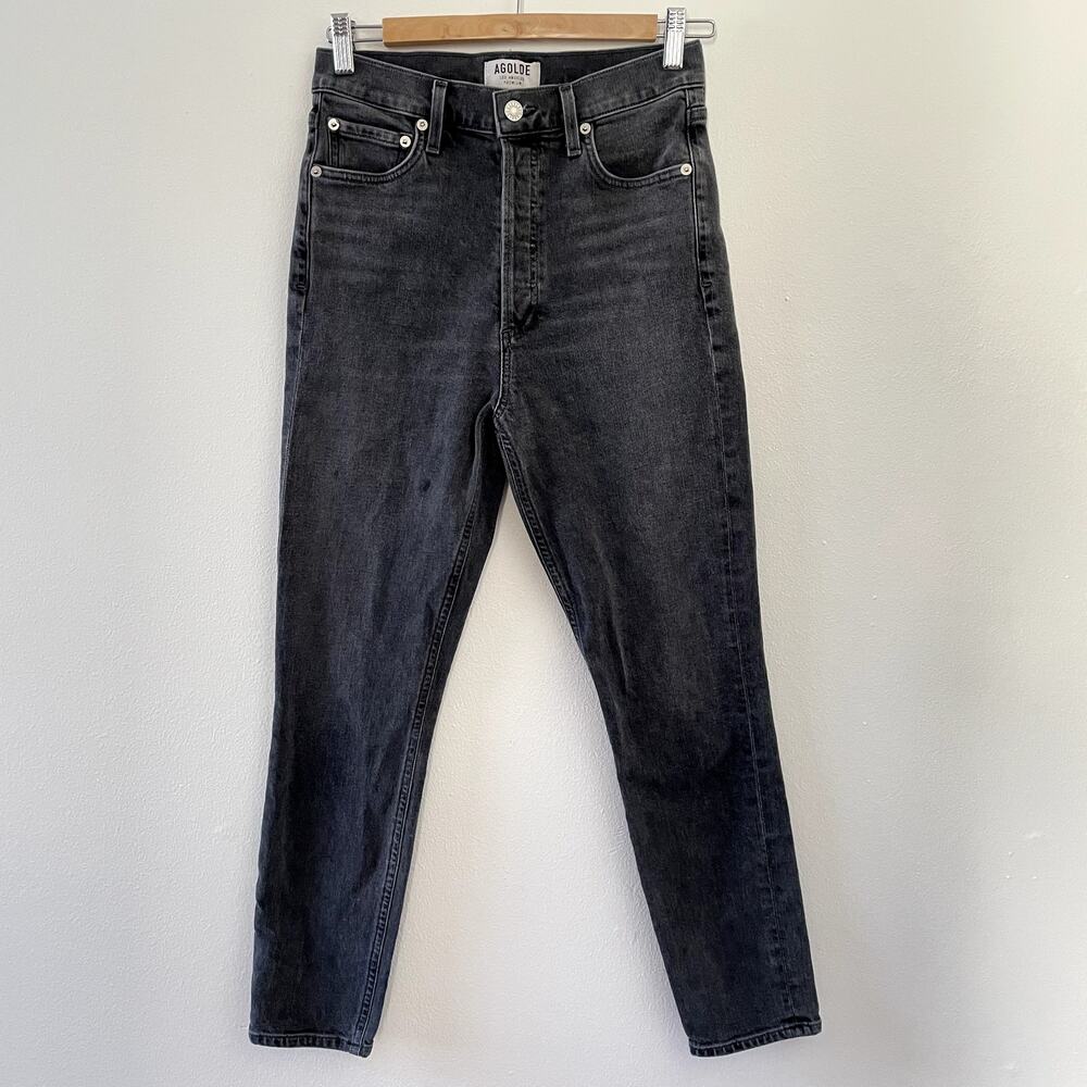 Agolde Jeans Womens 26 Washed Black High Rise Stretch Stretchy Button Fly