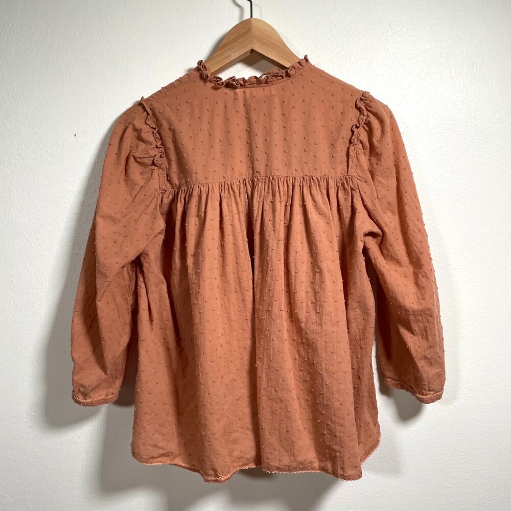 Kara Thoms Blouse Small Prairie Cottage Ruffle Boho Coastal Feminine Flowy - Picture 2 of 12