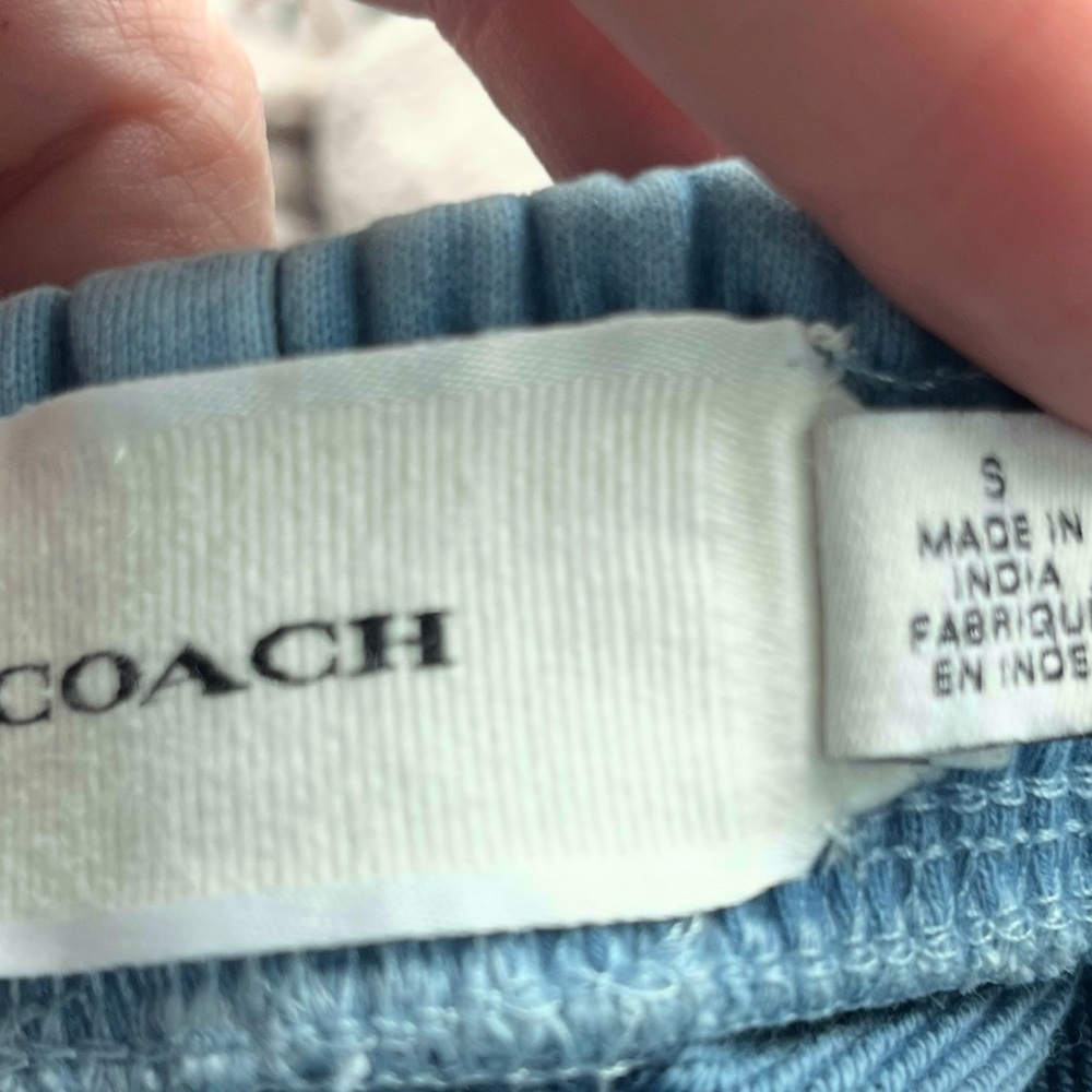 Coach Blue Tie Dye Sweat Shorts Small Coastal Athleisure Off Duty Model Summer - Picture 2 of 5
