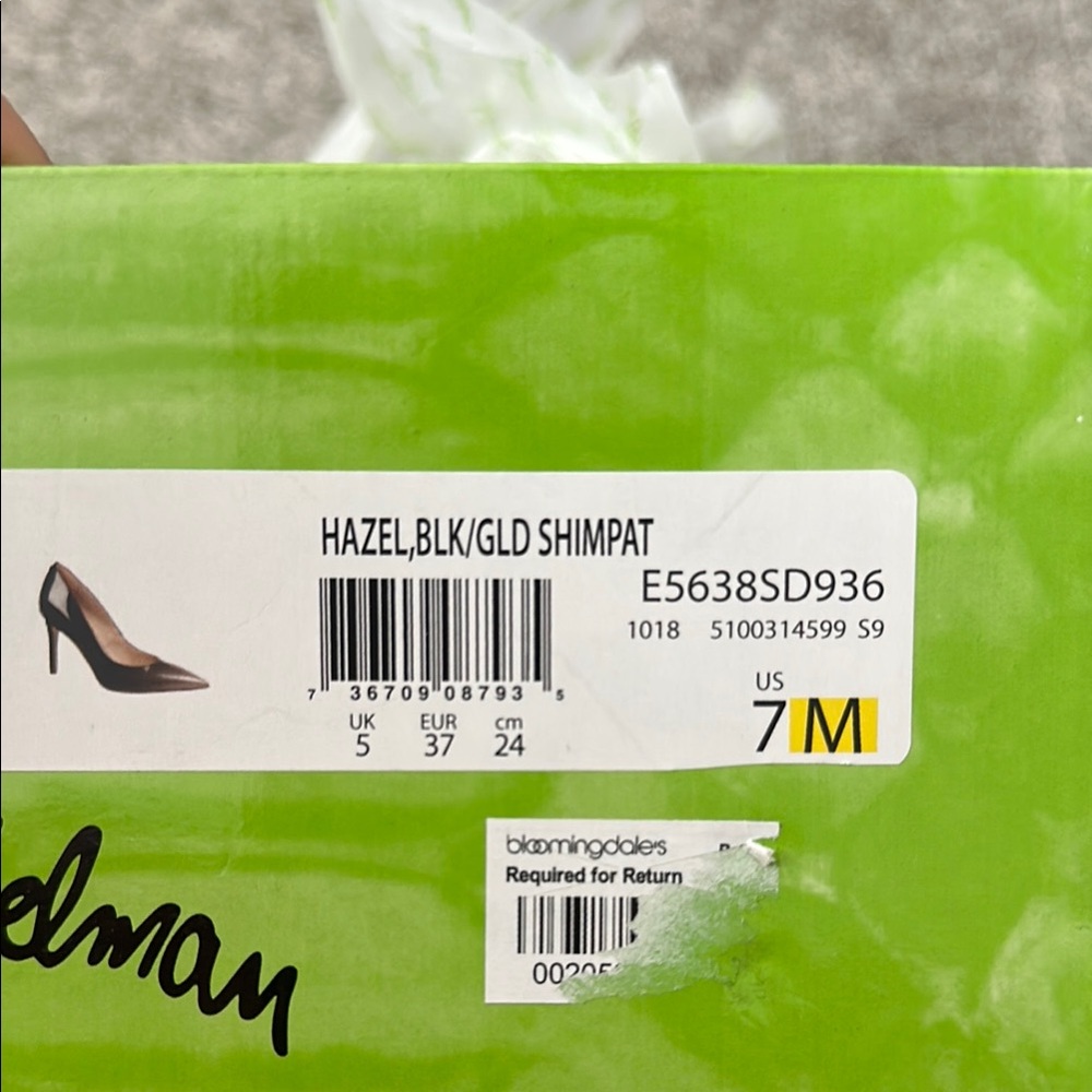 Sam Edelman Black and Gold Pointed-Toe Heels Size 7 - Picture 6 of 6