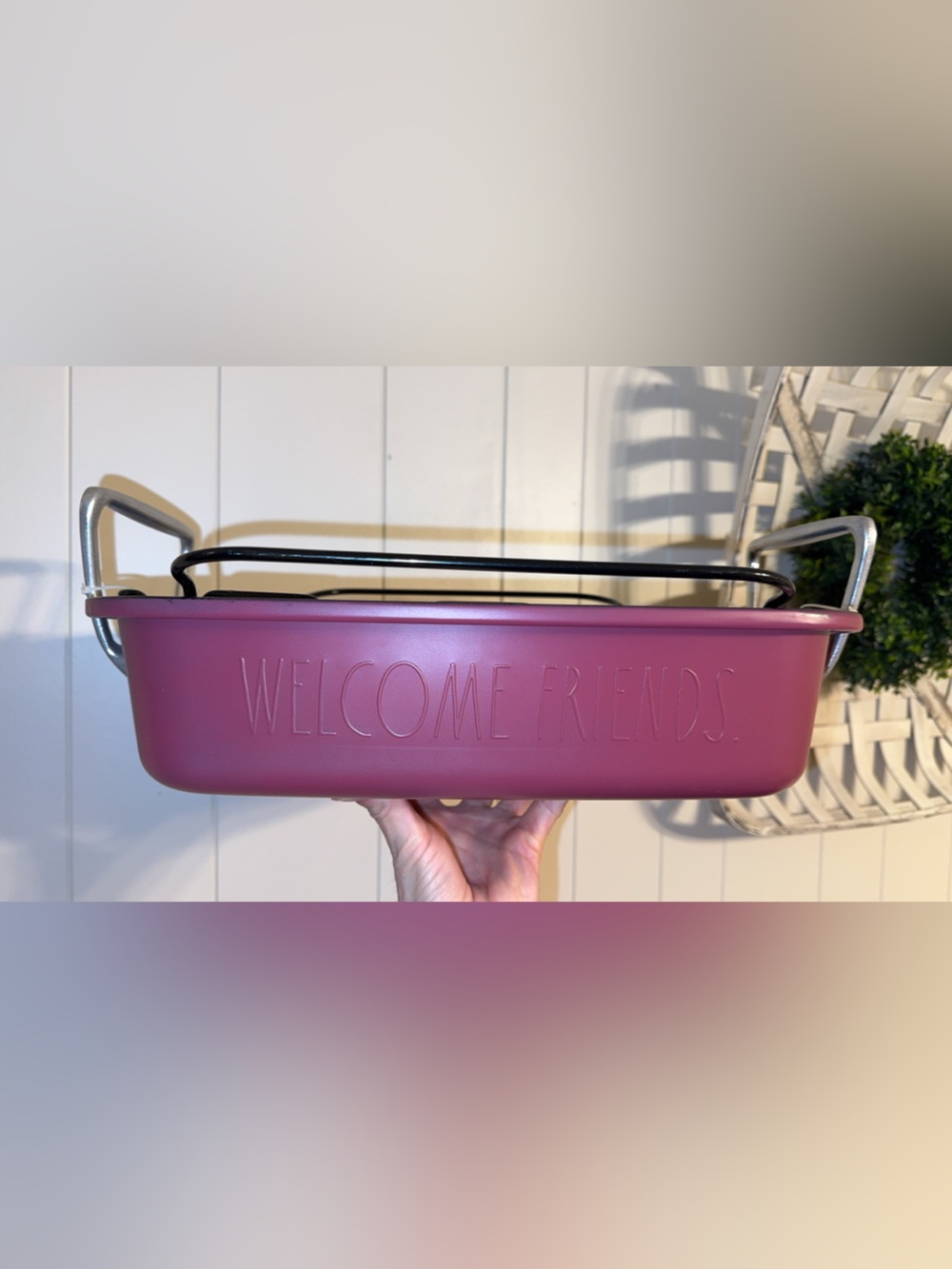 Rae Dunn 17” Roaster & Rack Set Burgundy