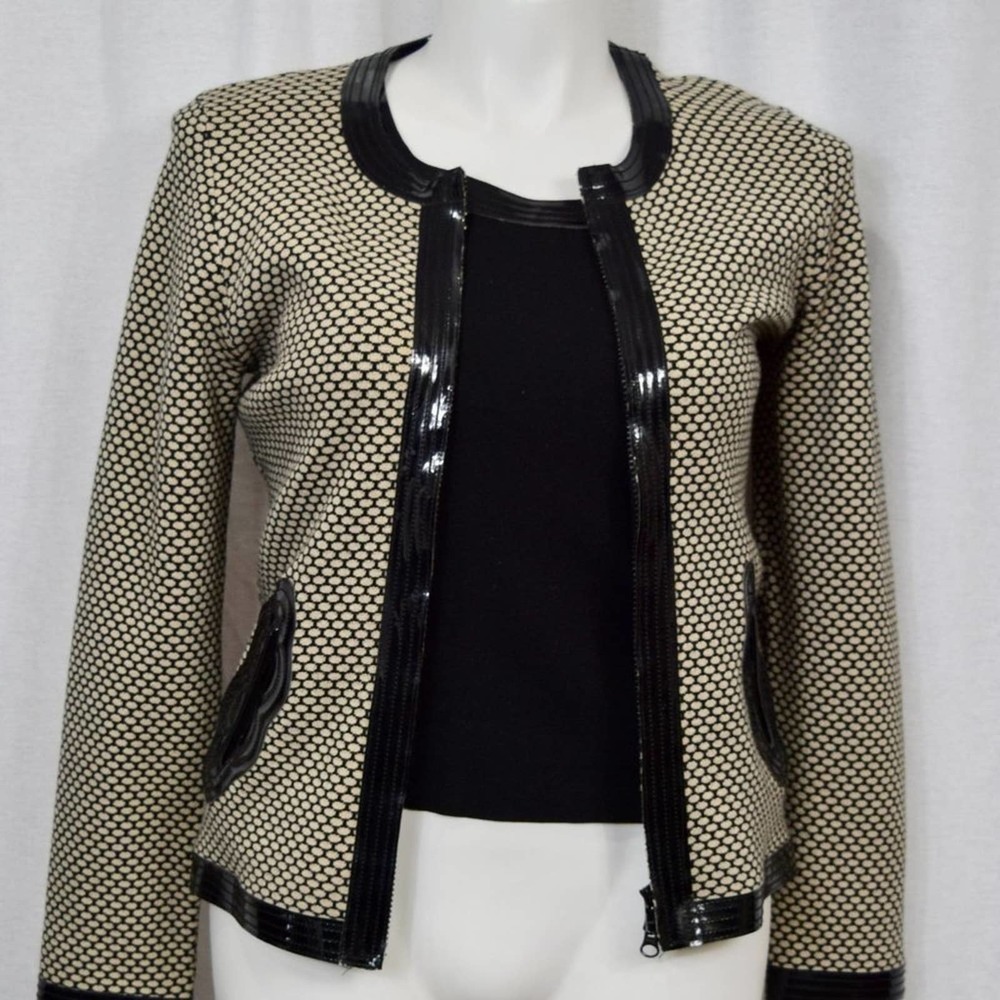 MICHAEL SIMON leather trimmed knit top & jacket *