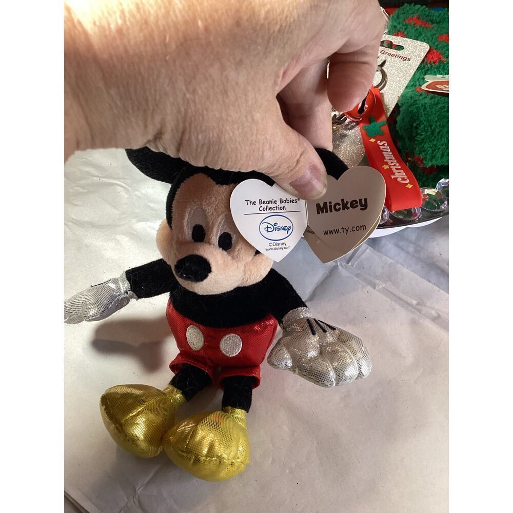 MICKEY MOUSE 4 PC BUNDLE. ALL NWT. Wallet, Socks, Key chain & TY Mickey - Picture 4 of 9