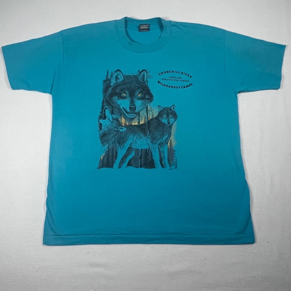 Vintage Single Stitch Fruit of the Loom Wolf Graphic Tee‎ Wilderness Camps XL