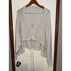 Lilly Pulitzer 100%‎ Cotton Gray Sweater Shawl Poncho One Size