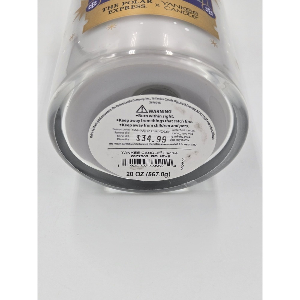 Polar Express Yankee Candle Believe Cardamon & Ginger 20 Oz - Picture 4 of 5