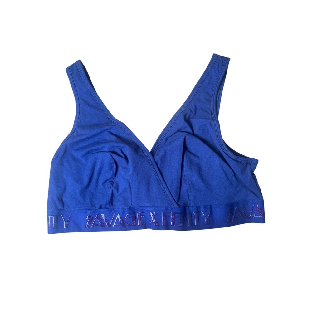 Savage X Fenty Blue Crossover Bralette with Glitter Logo Band 3X