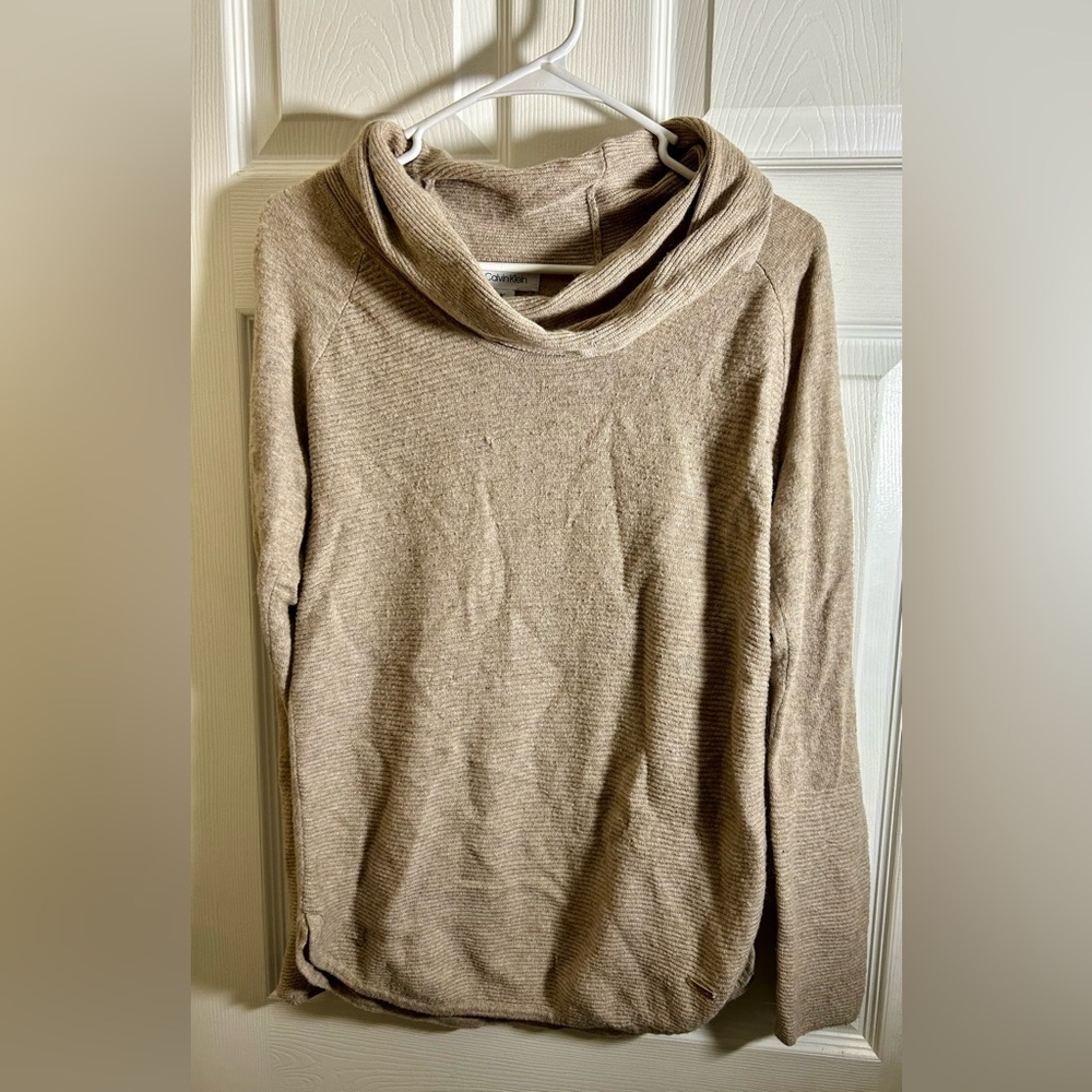 Calvin Klein Women's Cowl Neck Sweater - Tan