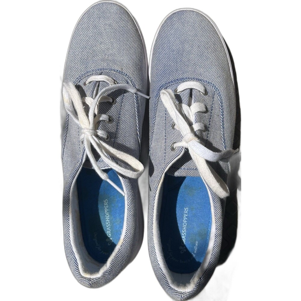 Grasshoppers Women’s Lace Up Fabric Sneakers Light Blue 11A