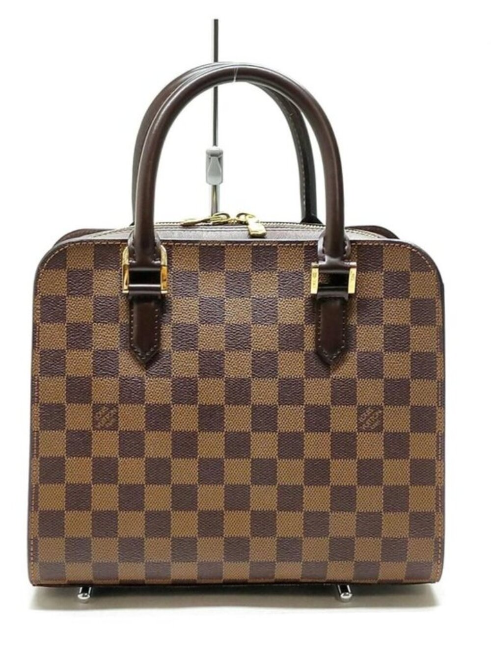 Authentic Louis Vuitton Triana Damier Ebene Handbag Brown Checkered Top Handle - Picture 2 of 15