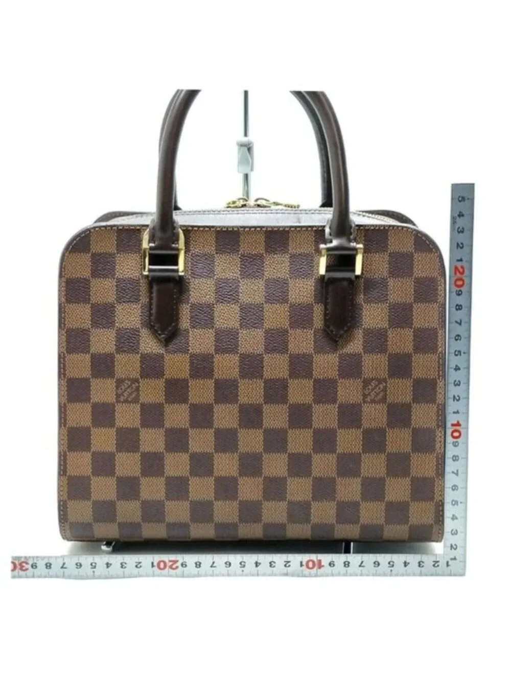 Authentic Louis Vuitton Triana Damier Ebene Handbag Brown Checkered Top Handle - Picture 3 of 15