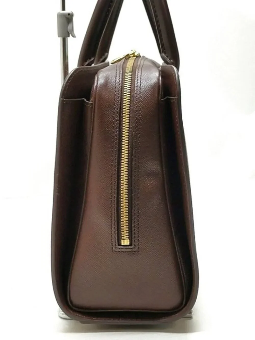 Authentic Louis Vuitton Triana Damier Ebene Handbag Brown Checkered Top Handle - Picture 5 of 15