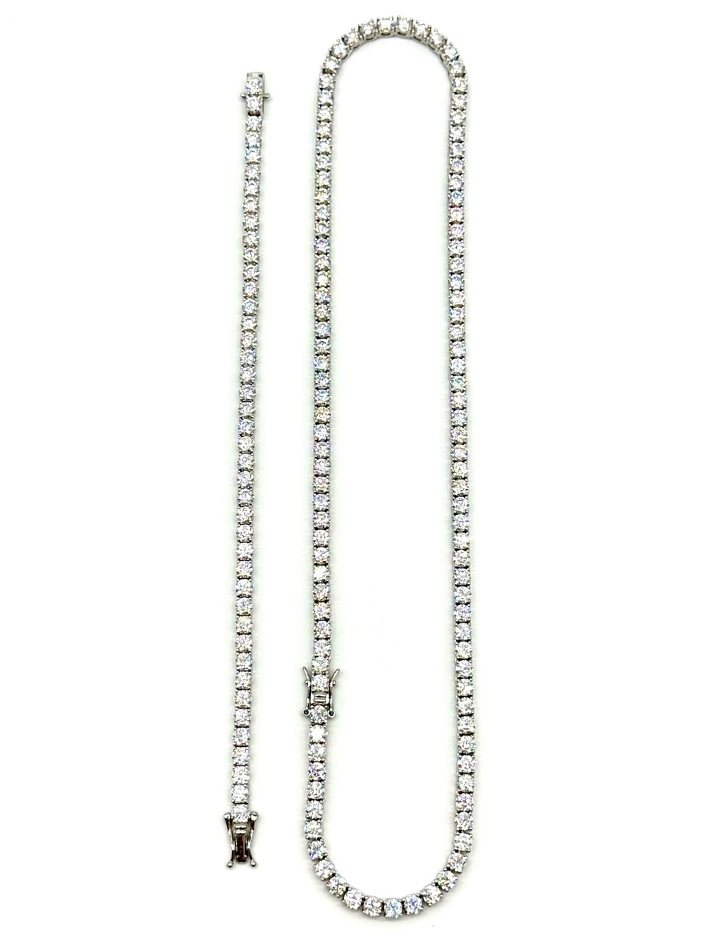 925 Silver, 4mm Moissanite Tennis Chain & Bracelet Set