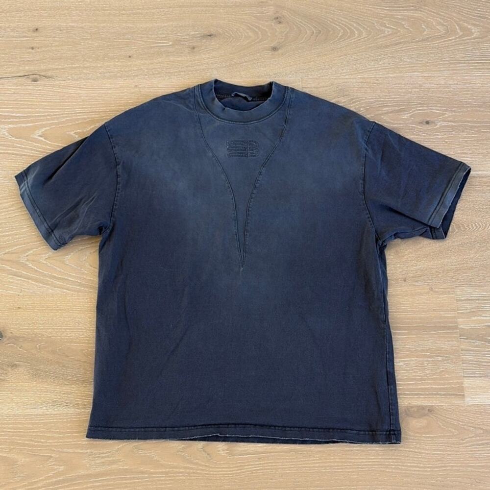 No Brand Faded Oversized T-Shirt EB Logo Size XL Gray