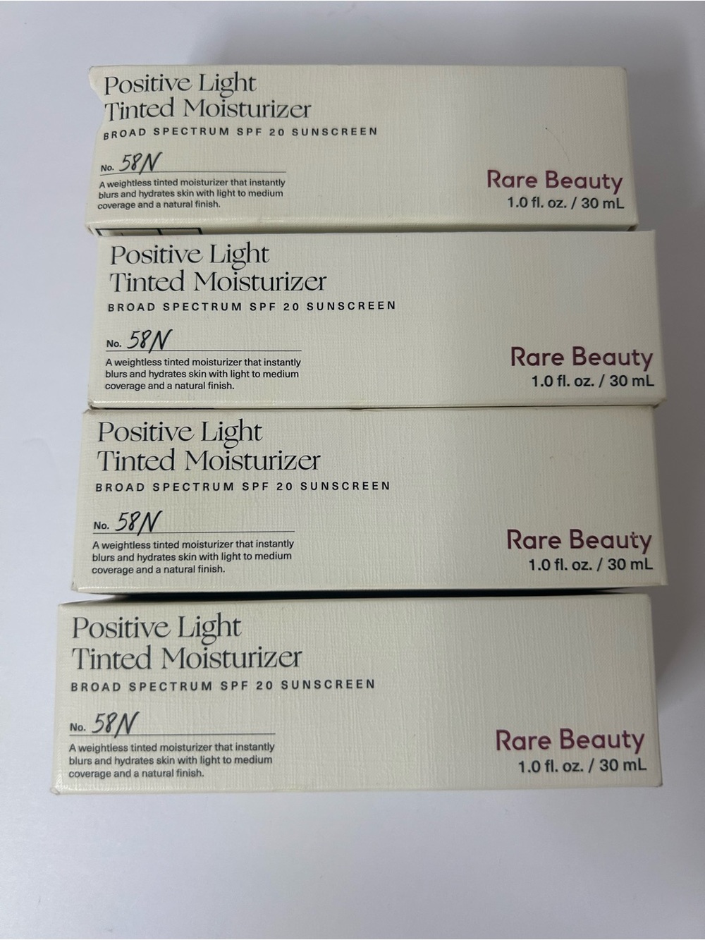 Rare Beauty ~ Positive Light Tinted Moisturizer SPF 20 ~58N 1 oz Lot Of 4.  New